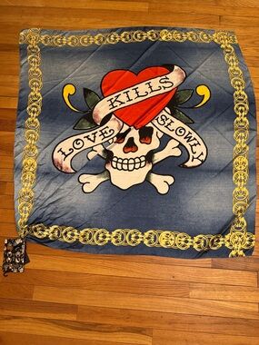 ED HARDY Love Kills Slowly Satin Scarf